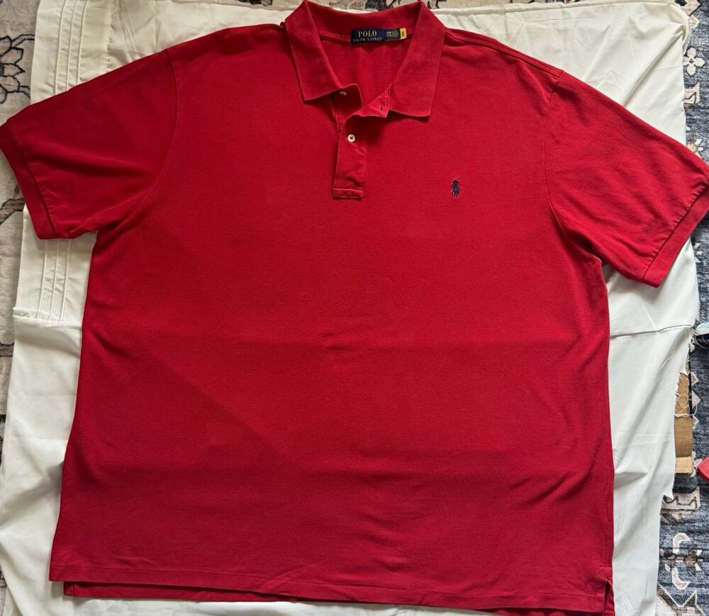 Polo Ralph Lauren Men’s Big 3X Red Solid Cotton Knit Polo Classic Fit Golf